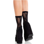 Leg Avenue – Spitzensocken mit Schleife, Schwarz