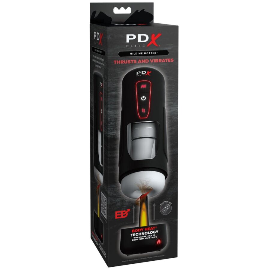 PDX ELITE – MASTURBATORE AUTOMATICO MILK ME HOTTER CON VIBRAZIONE A SPINTA E EFFETTO CALORE