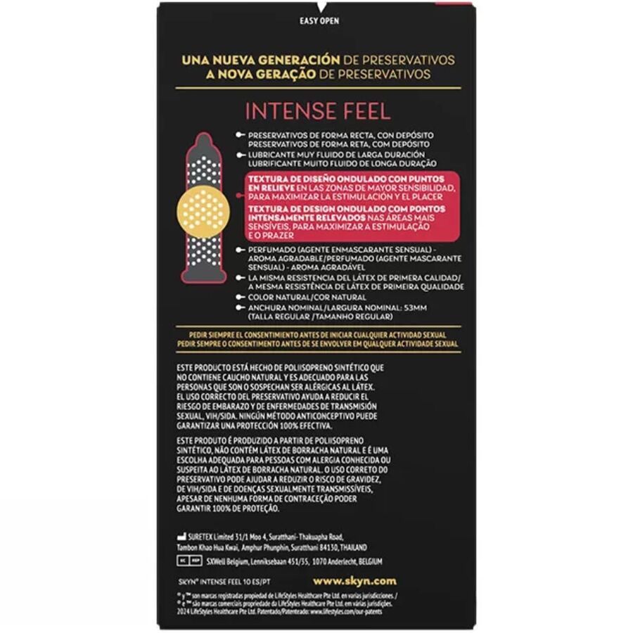 SKYN – PRESERVATIVO TEXTURED INTENSE FEEL CON DESIGN ONDULATO 10 UNITÀ