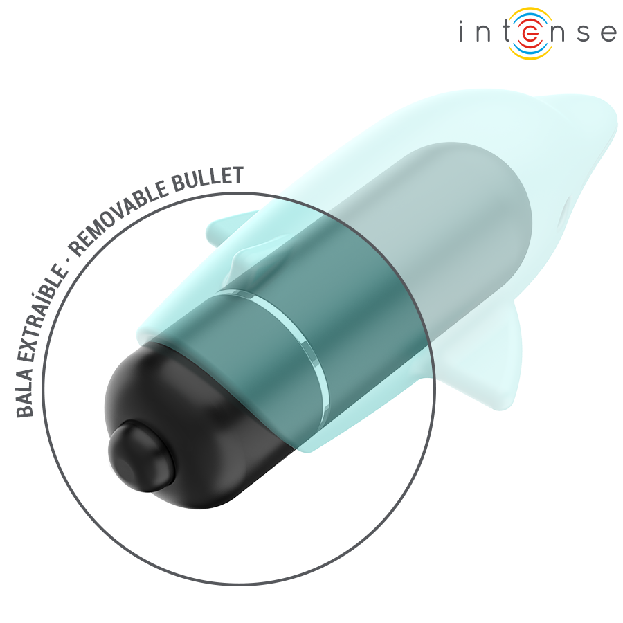 INTENSE – ECHO VIBRATING BULLET DOLPHIN BLUE 8 X 4.7 CM
