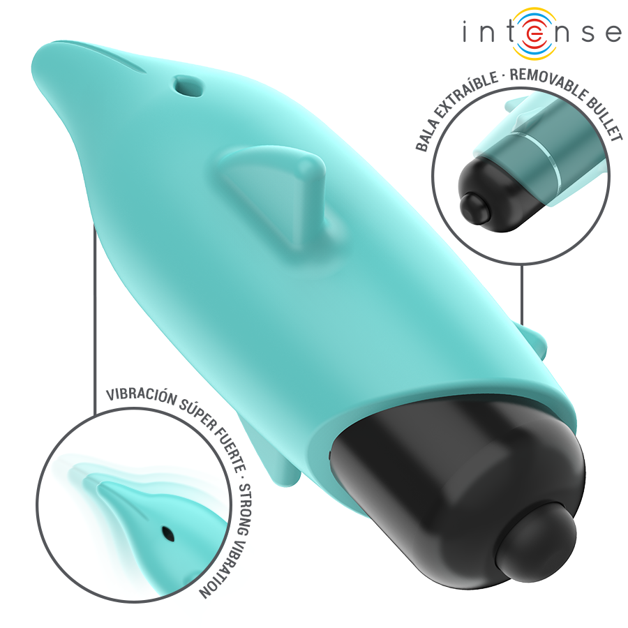 INTENSE – ECHO VIBRATING BULLET DOLPHIN BLUE 8 X 4.7 CM