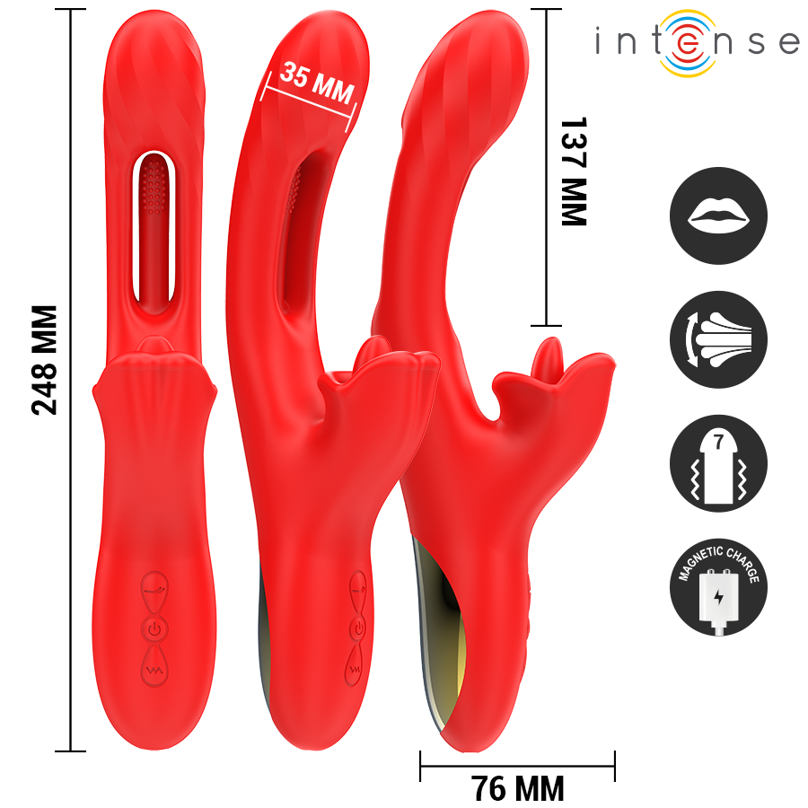 INTENSE – JESSICA MULTIFUNCTION VIBRATOR CLITORIS STIMULATION 24.8 CM RED