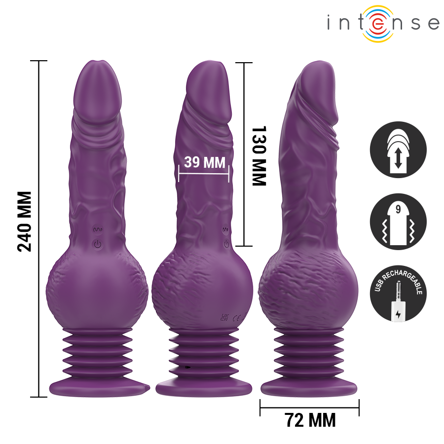 INTENSE – TATUM MULTIFUNCTION VIBRATOR WITH UP AND DOWN VIBRATION 24 CM PURPLE