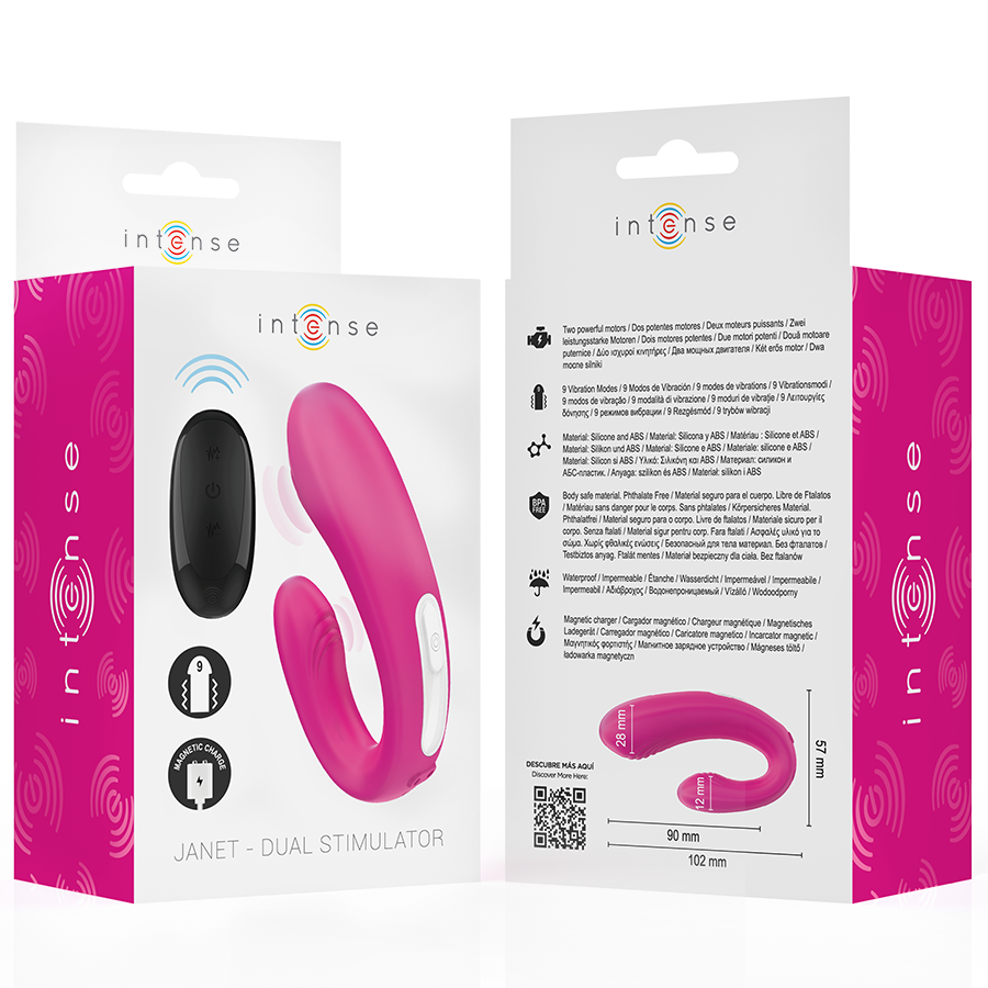 Intense Janet – U-förmiger Doppelstimulator mit Fernbedienung, rosa