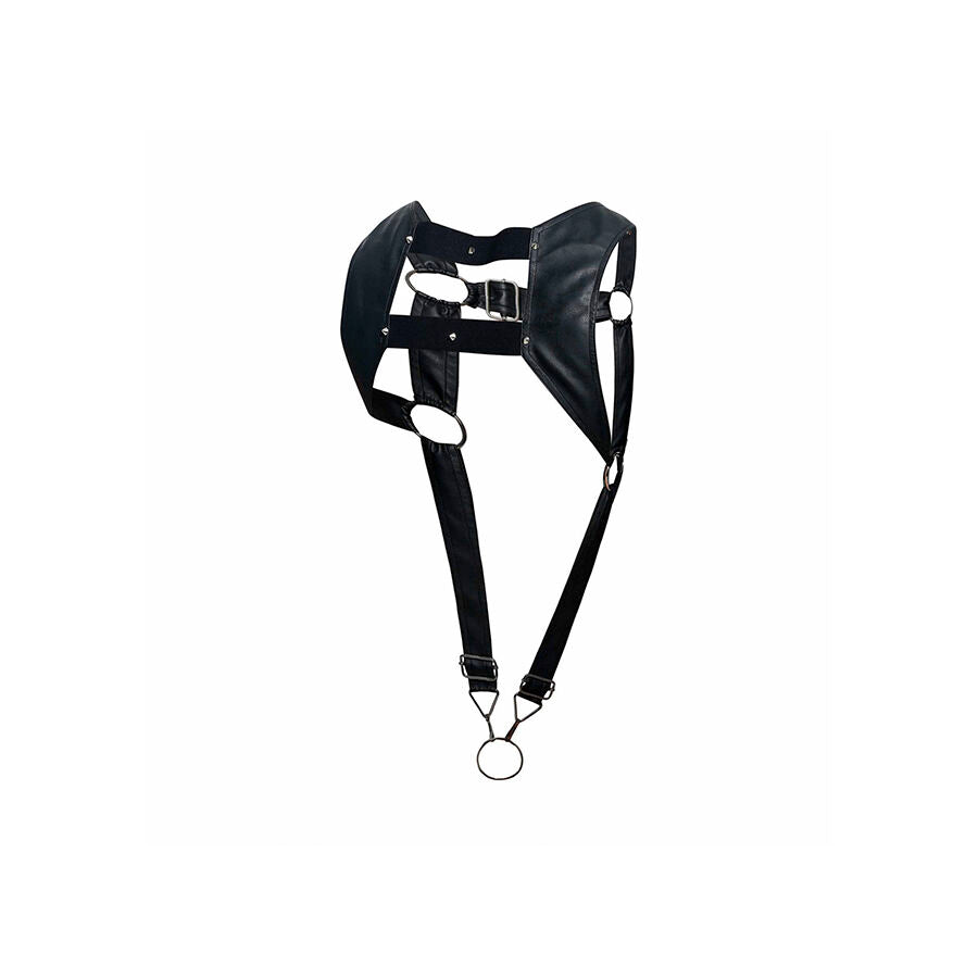 MOB Dungeon – Schwarzes Harness mit oberem Cockring, Einheitsgrösse