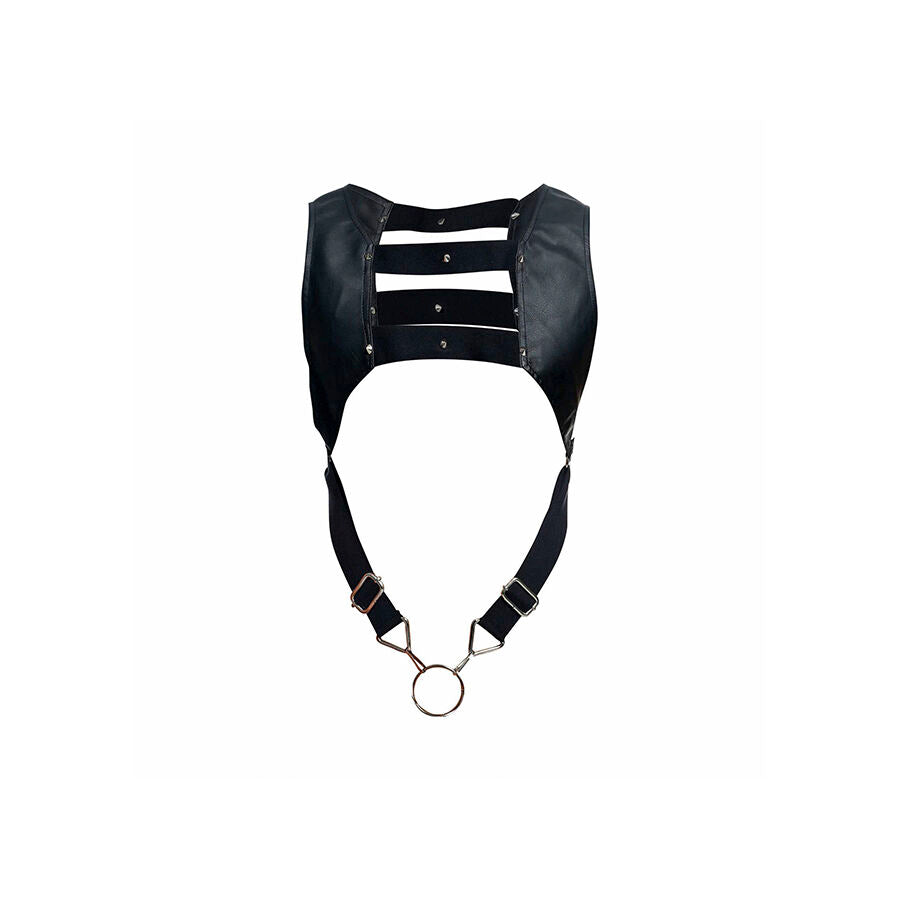 MOB Dungeon – Schwarzes Harness mit oberem Cockring, Einheitsgrösse
