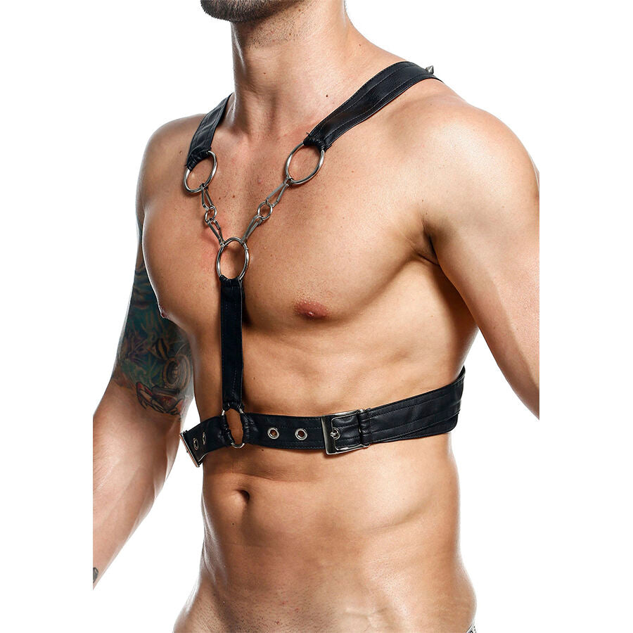 MOB Dungeon – Crossed black chain harness, one size