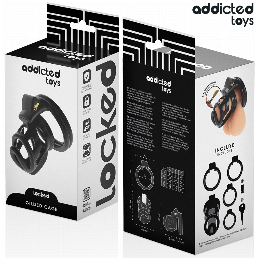 ADDICTED TOYS LOCKED Golden Cage – Metall-Peniskäfig, 8,5 cm