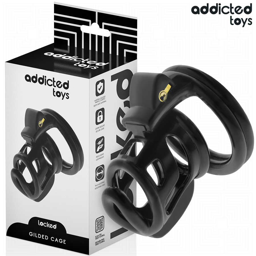 ADDICTED TOYS LOCKED Golden Cage – Metall-Peniskäfig, 8,5 cm