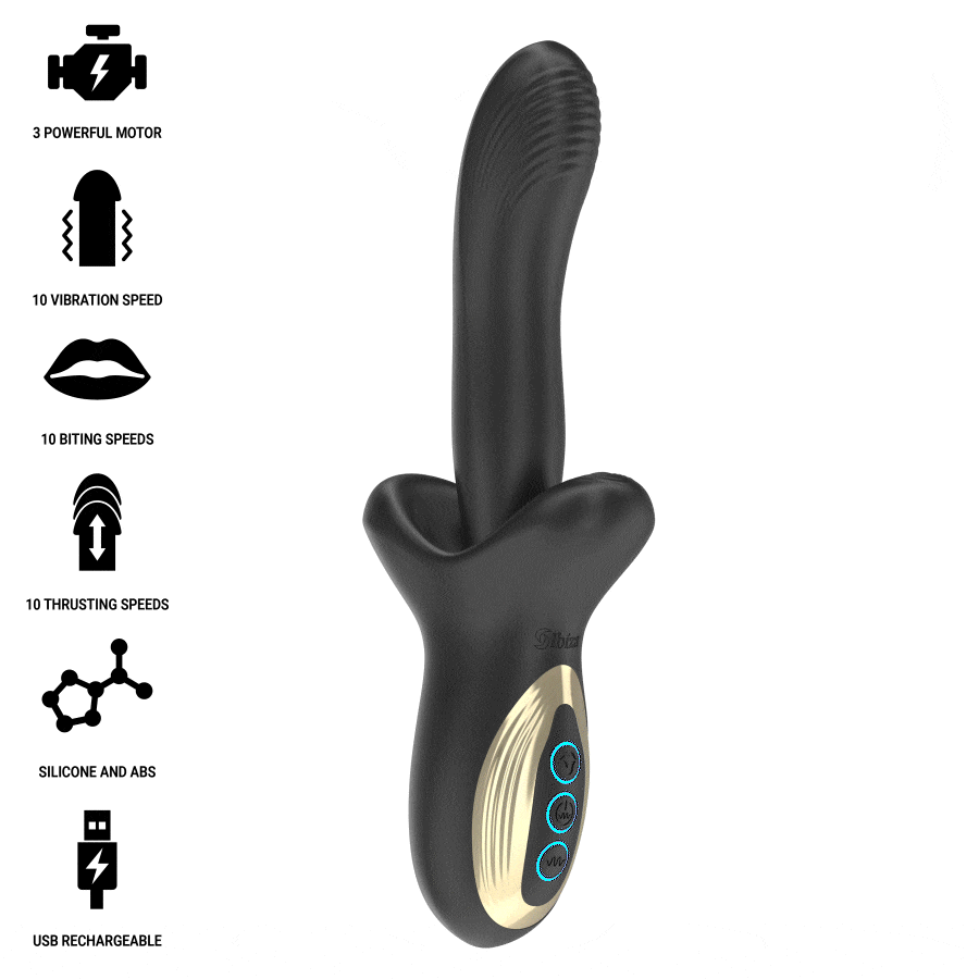 Ibiza – Vibrator with thrusting and biting effects
