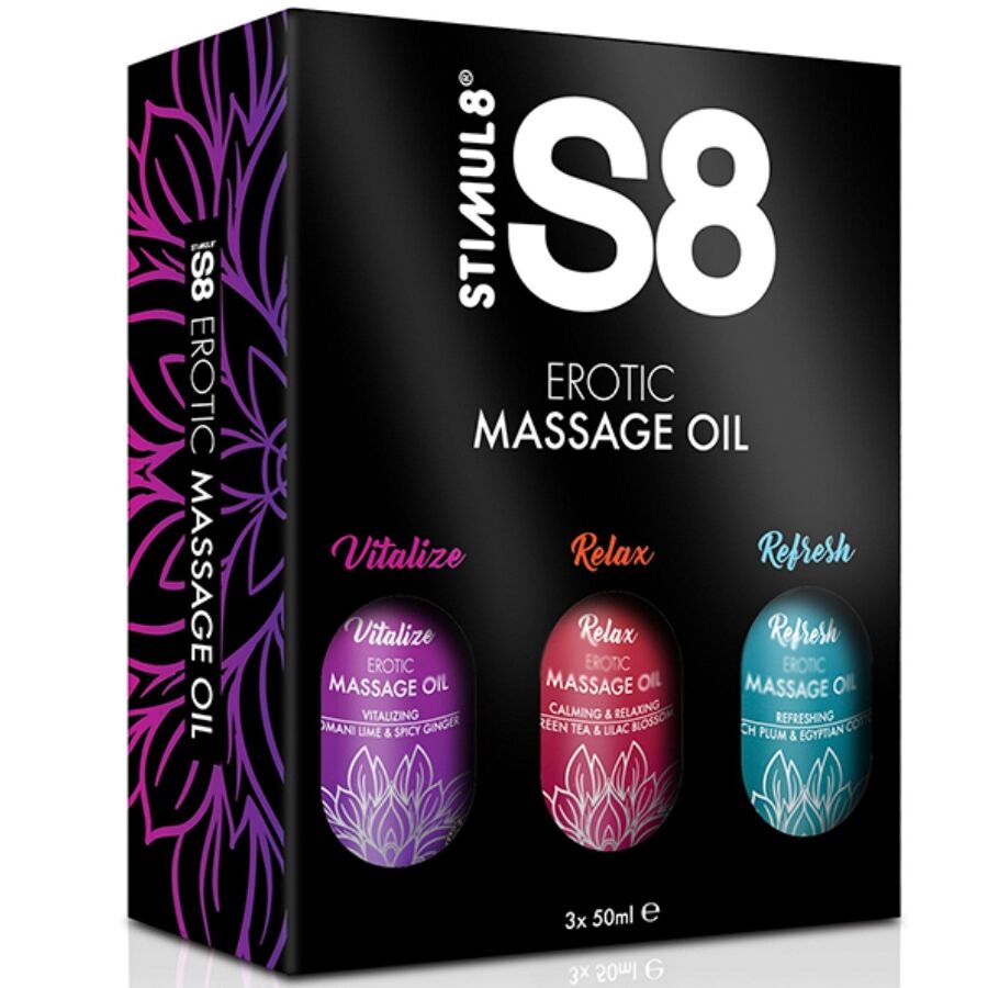 STIMUL8 S8 Massageöl-Box, 3 x 50 ml