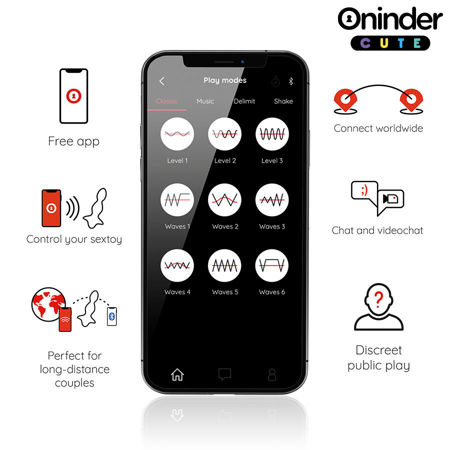 Oninder Cute Love Butt – Analplug-Vibrator mit App-Steuerung, 9 Modi
