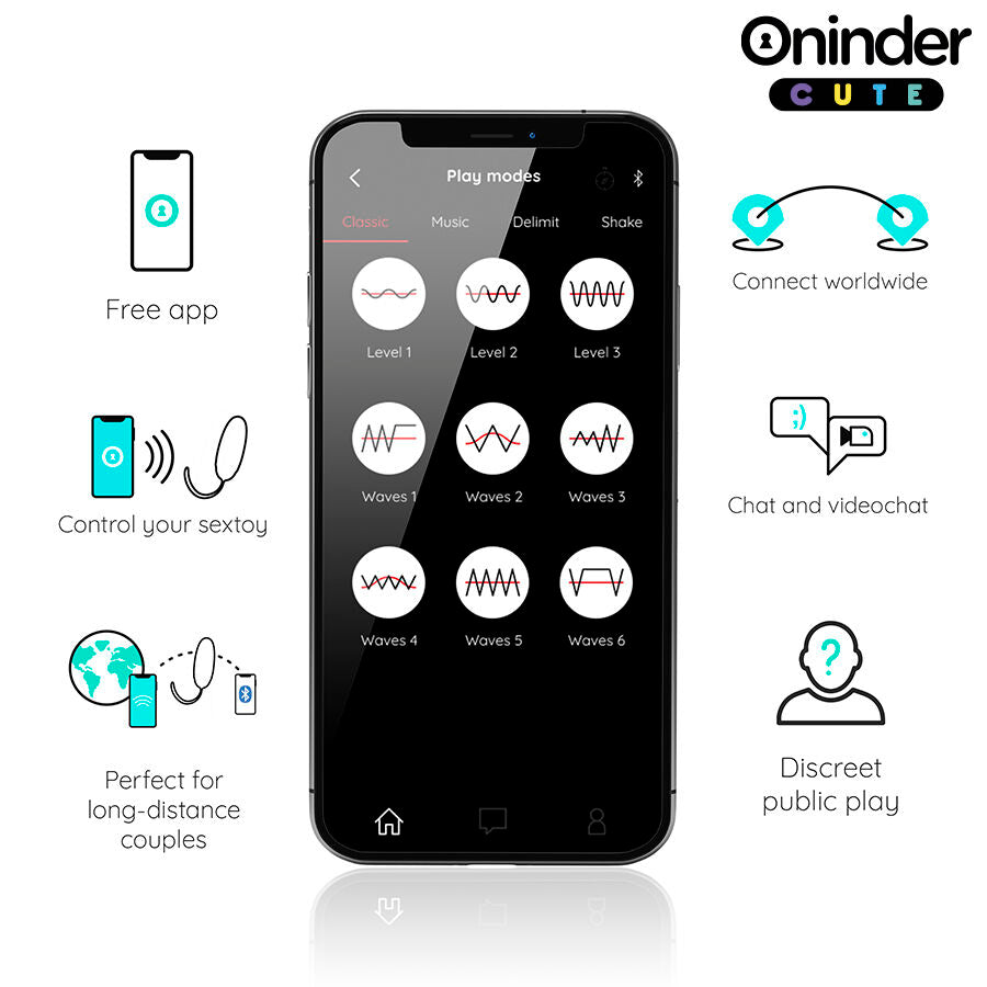 ONINDER CUTE – LOVE PLEASURE VIBRATING EGG – ROTATING SILICONE GEMS – FREE GLOBAL APP