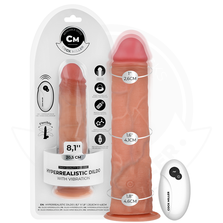 COCK MILLER – Gode réaliste avec ventouse, vibrations et télécommande