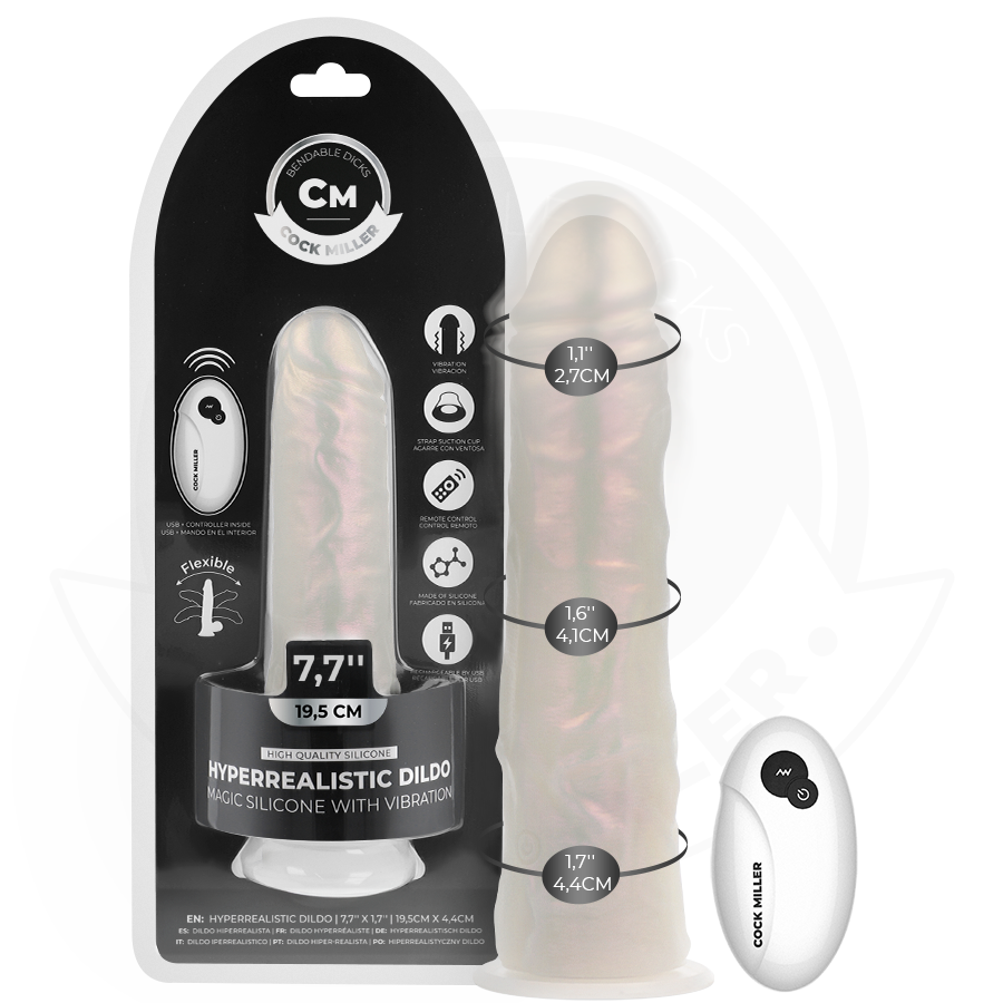 COCK MILLER – Gode vibrant lumineux blanc avec ventouse et télécommande