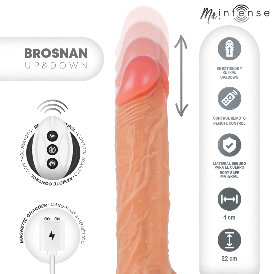 Mr Intense Brosnan – Multifunktions-Vibrator mit Auf-Ab-Bewegung, 22 cm