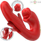 INTENSE – NATHY DOUBLE VIBRATOR WITH MULTIFUNCTION STIMULATING MOUTH RED