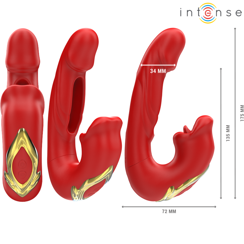 INTENSE – NATHY DOUBLE VIBRATOR WITH MULTIFUNCTION STIMULATING MOUTH RED