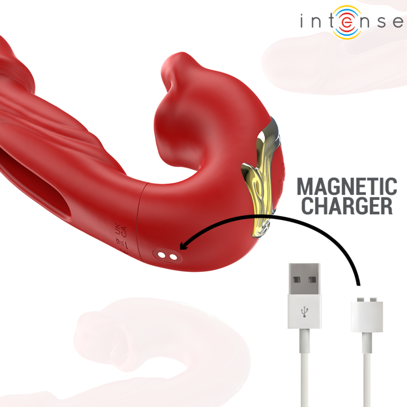 INTENSE – NATHY DOUBLE VIBRATOR WITH MULTIFUNCTION STIMULATING MOUTH RED