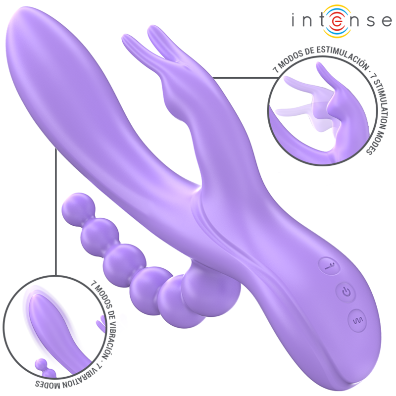 Intense Miko – Dreifachvibrator mit Rabbit- und Analarm, lila
