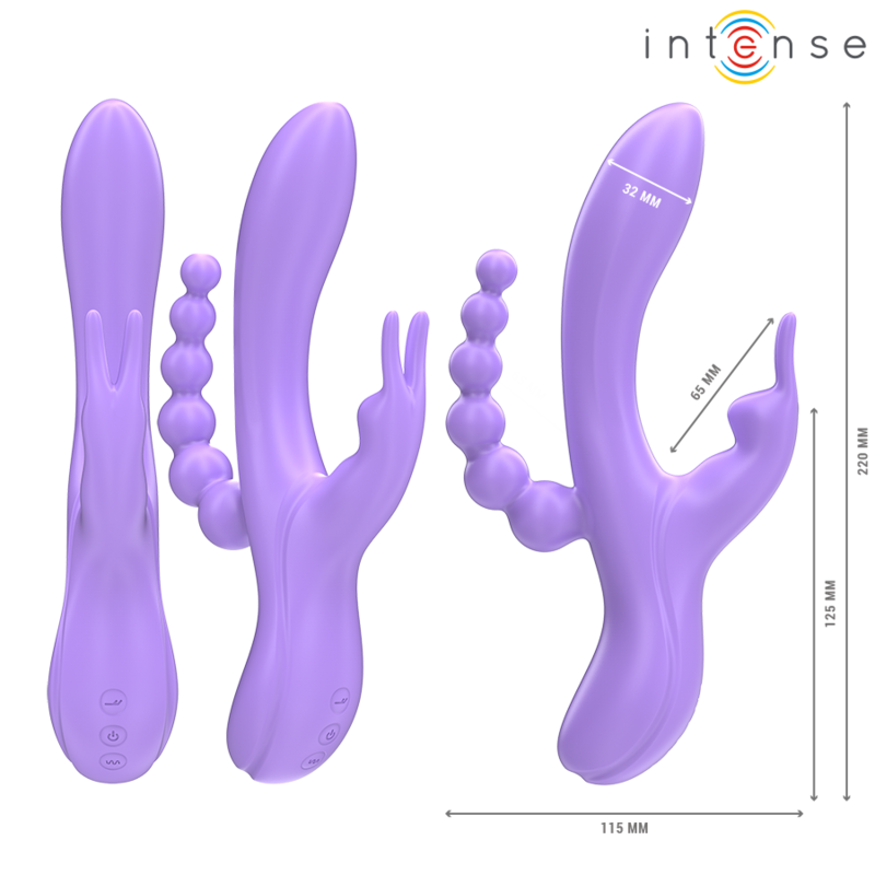 Intense Miko – Dreifachvibrator mit Rabbit- und Analarm, lila
