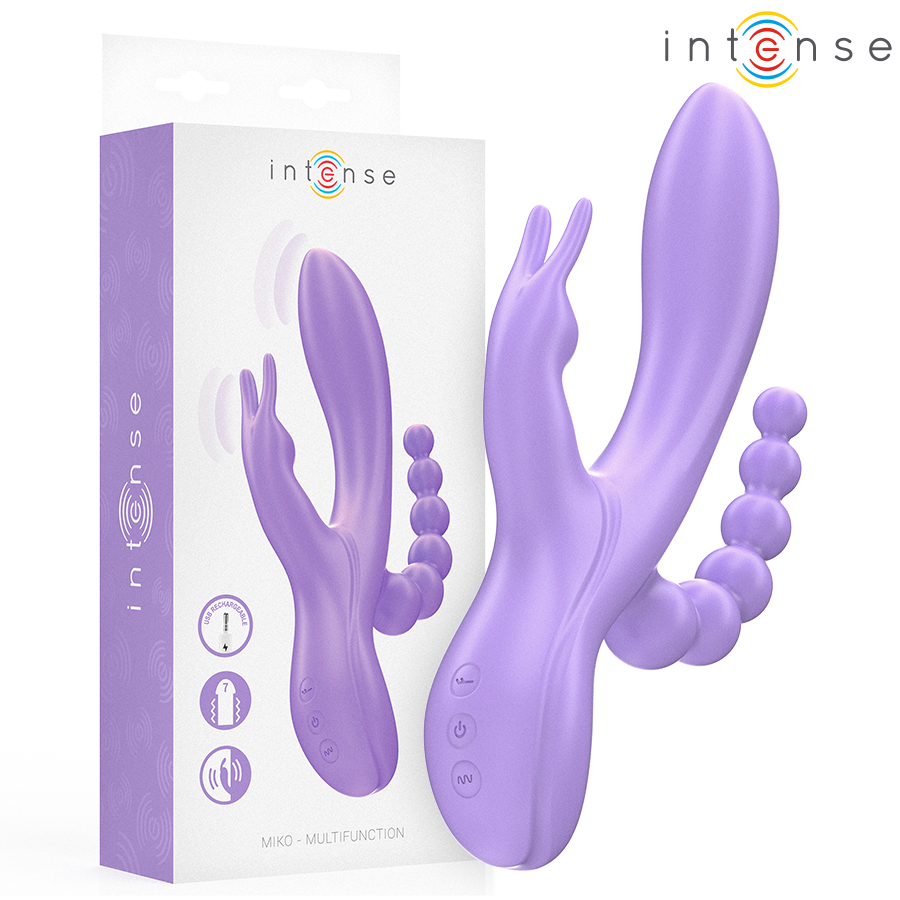 Intense Miko – Dreifachvibrator mit Rabbit- und Analarm, lila