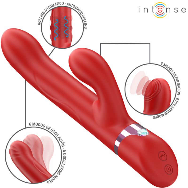 INTENSE – LELE MULTIFUNCTION VIBRATOR ROTATING & OSCILLATION & STIMULATION RED
