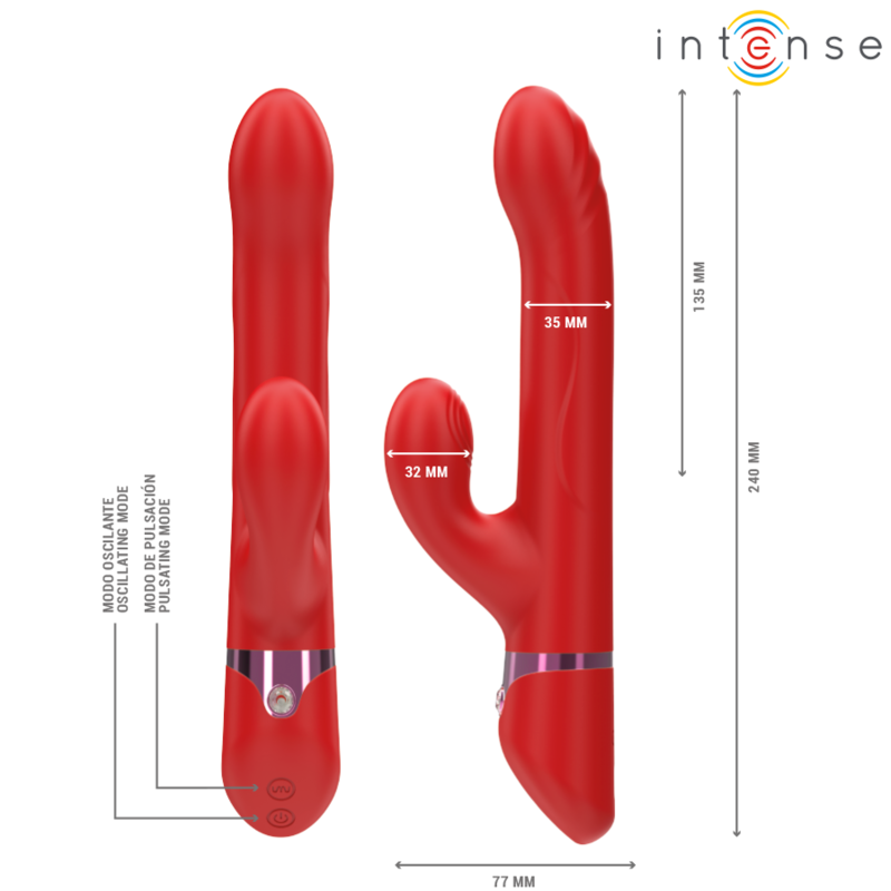 INTENSE – LELE MULTIFUNCTION VIBRATOR ROTATING & OSCILLATION & STIMULATION RED