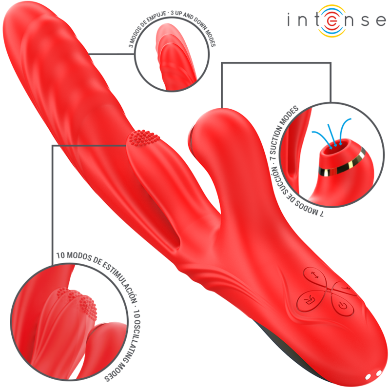 INTENSE – KAROL MULTIFUNCTION VIBRATOR THRUST & STIMULATION & STIMULATING WAVES RED