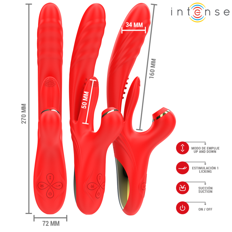 INTENSE – KAROL MULTIFUNCTION VIBRATOR THRUST & STIMULATION & STIMULATING WAVES RED
