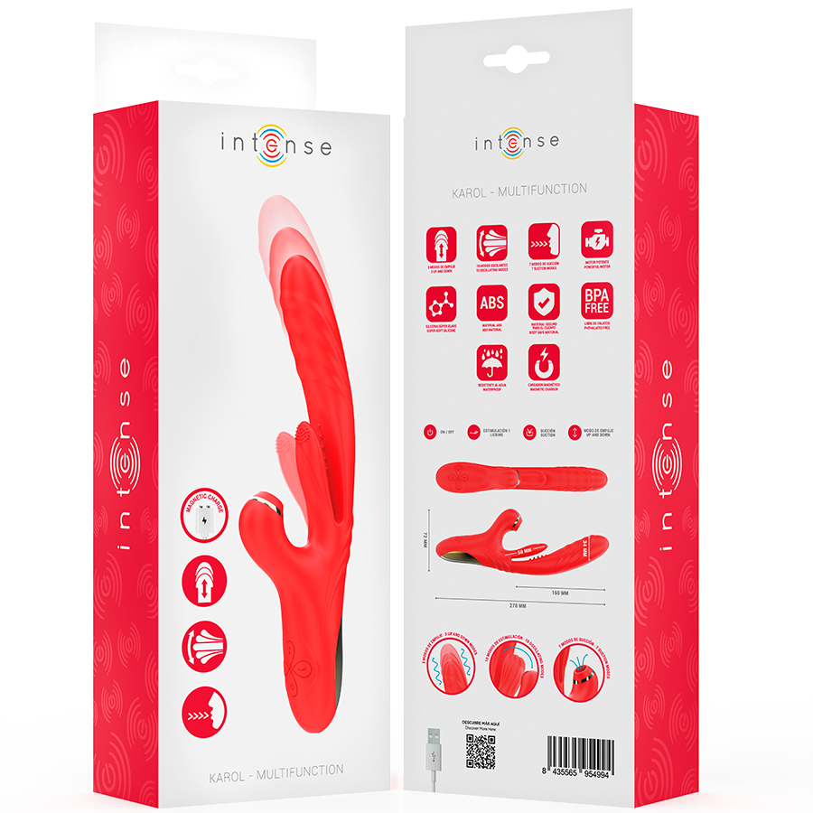 INTENSE – KAROL MULTIFUNCTION VIBRATOR THRUST & STIMULATION & STIMULATING WAVES RED