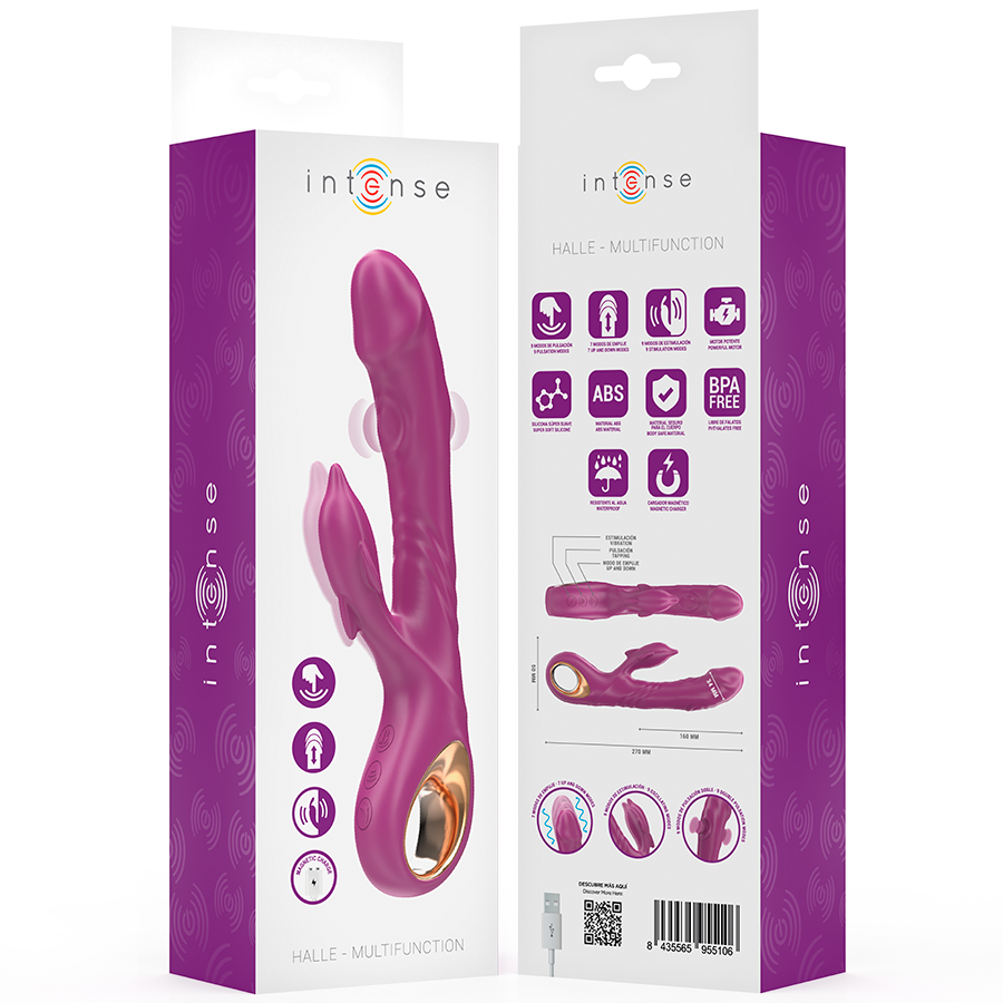 INTENSE – VIBRATORE MULTIFUNZIONE HALLE CON LINGUA STIMOLANTE A DELFINO VIOLA