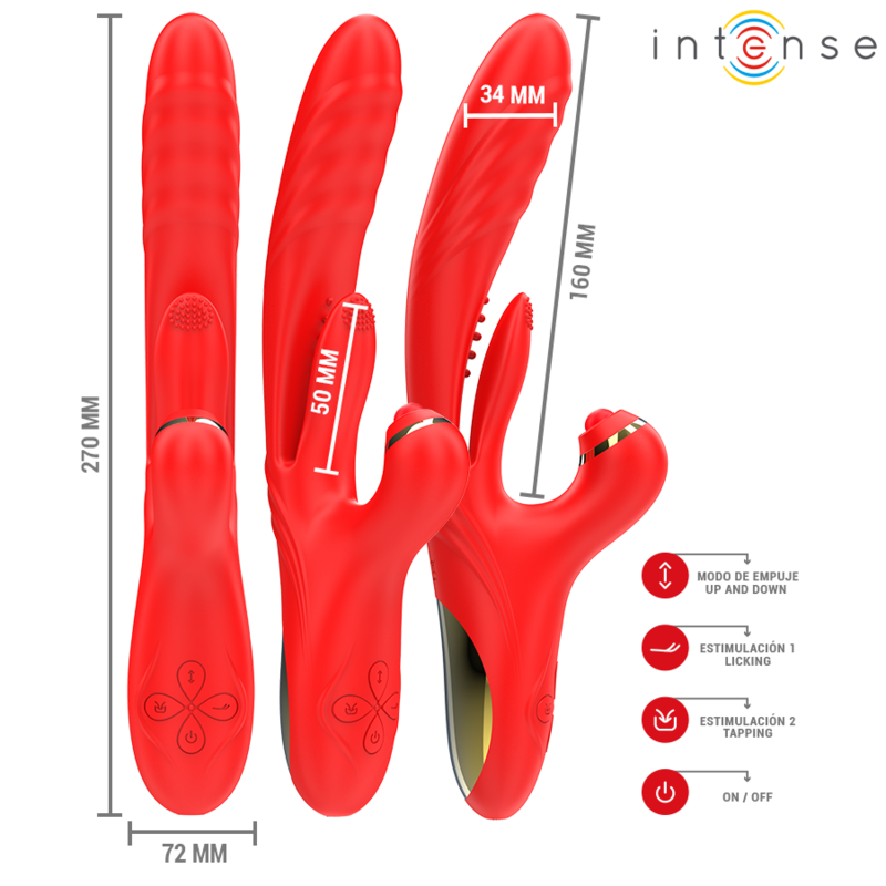 INTENSE – ROSALIA MULTIFUNCTION VIBRATOR 3 IN 1 RED