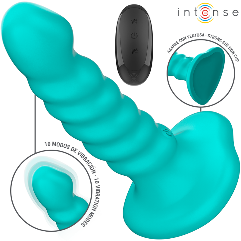 INTENSE – VIBRATORE BUFFY TAGLIA S DESIGN A SPIRALE 10 VIBRAZIONI TELECOMANDO BLU