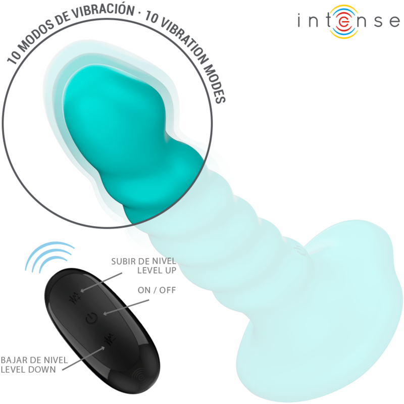 INTENSE – VIBRATORE BUFFY TAGLIA S DESIGN A SPIRALE 10 VIBRAZIONI TELECOMANDO BLU