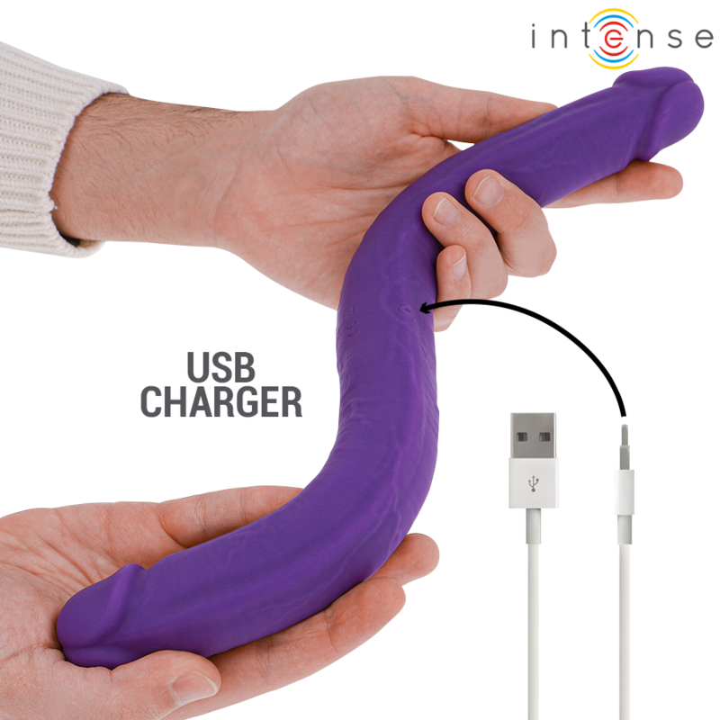 INTENSE – GUNTER DILDO DOUBLE VIBRATOR 40 CM PURPLE REMOTE CONTROL