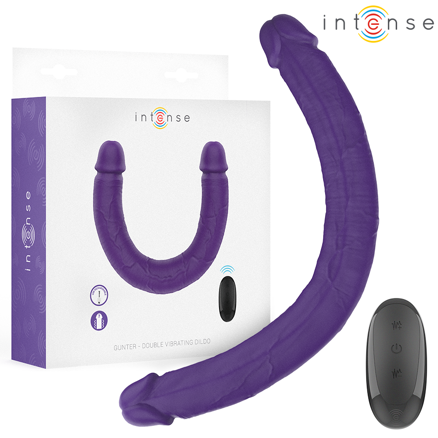 INTENSE – GUNTER DILDO DOUBLE VIBRATOR 40 CM PURPLE REMOTE CONTROL