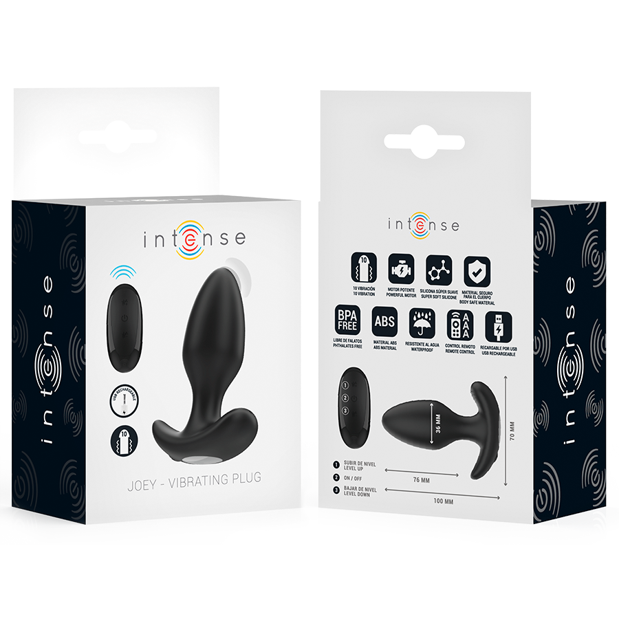 Intense Joey – Analplug mit Fernbedienung, 10 Vibrationen, schwarz