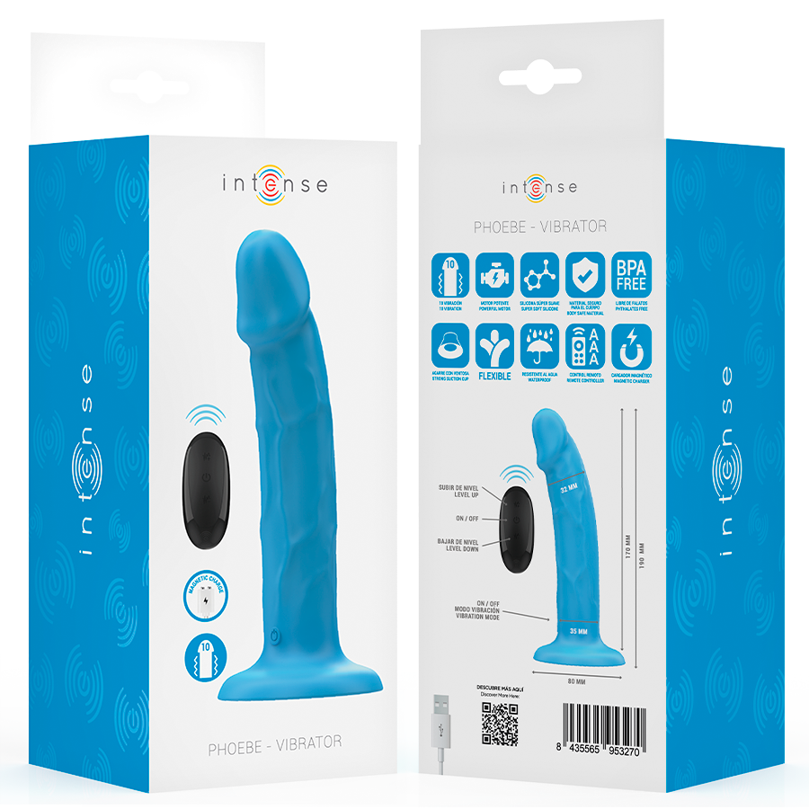 Intense Phoebe – Realistischer Vibrator mit Fernbedienung, blau