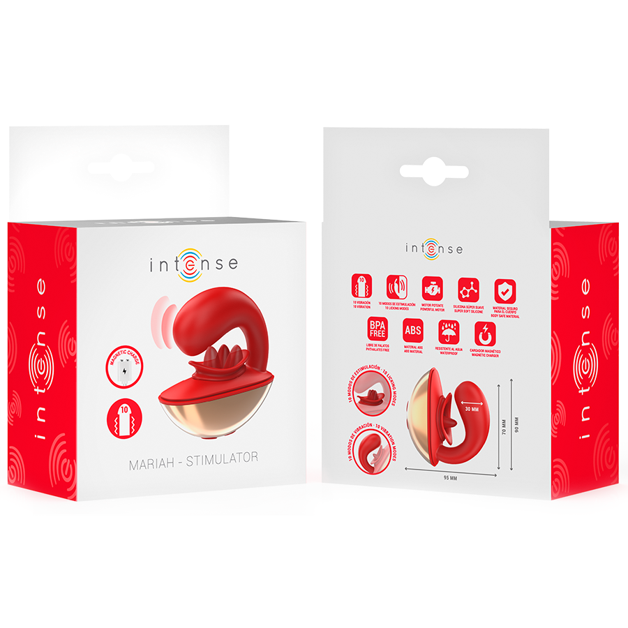 INTENSE – VIBRATEUR & STIMULATEUR MARIAH EN FORME DE U 10 VIBRATIONS ROUGE