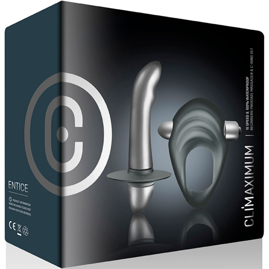 CLIMAXIMUM – ENTICE KIT ANELLO PER IL PENE + VIBRATORE PER LA PROSTATA PER PRINCIPIANTI