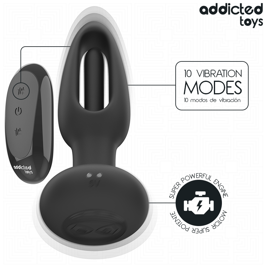 ADDICTED TOYS – Analplug mit vibrierender Zunge und Fernbedienung