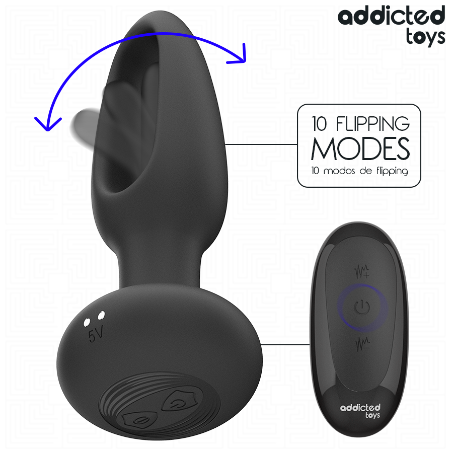 ADDICTED TOYS – Analplug mit vibrierender Zunge und Fernbedienung