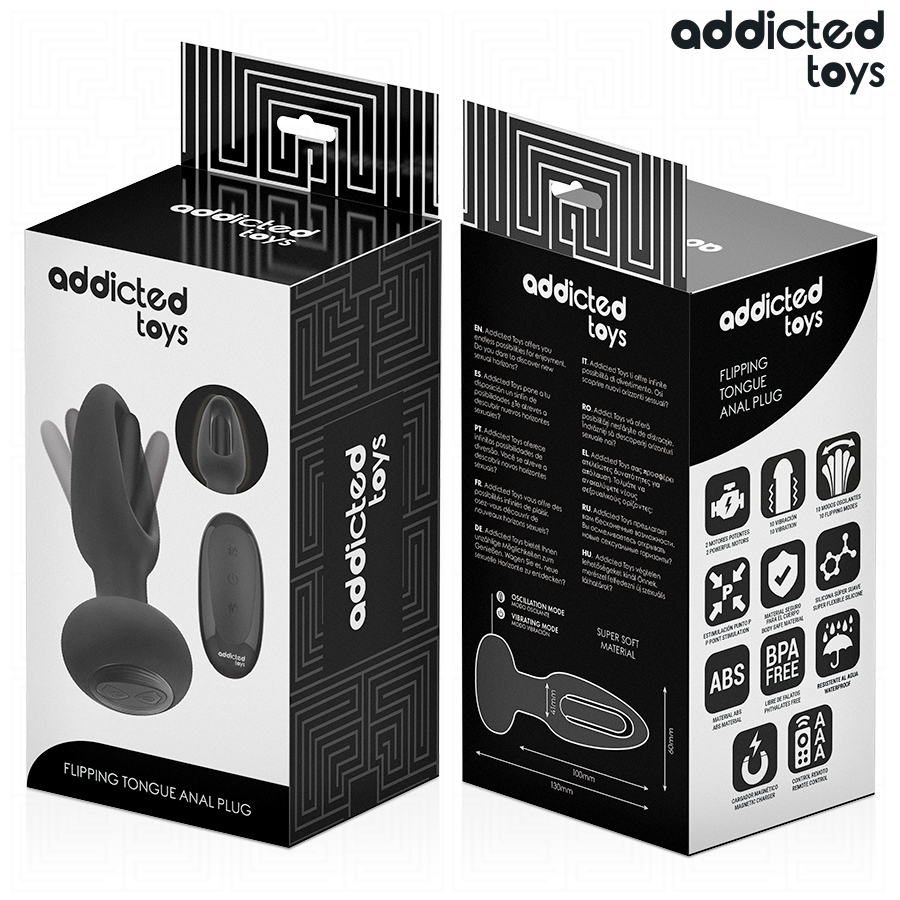ADDICTED TOYS – Analplug mit vibrierender Zunge und Fernbedienung