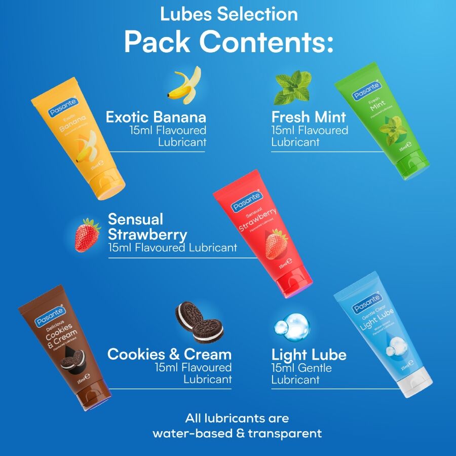 PASANTE – PACK LUBRIFIANTS SAVEURS ASSORTIES 5 UNITÉS X 15 ML