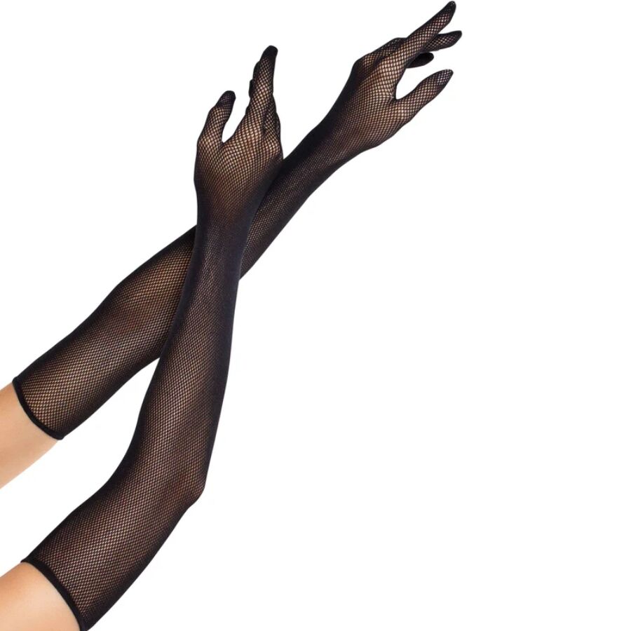 Leg Avenue Opera – Lange Netzhandschuhe, Schwarz