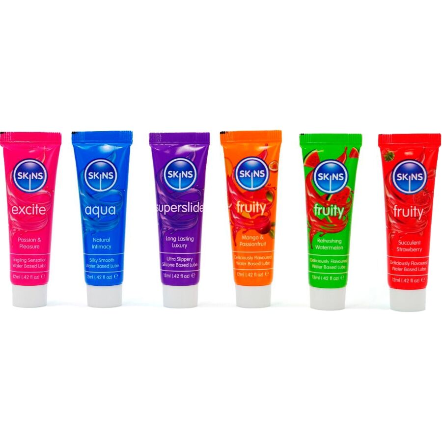 SKINS Vital & Fruity Glubes Kit – Gleitmittel-Set, 6 x 12 ml