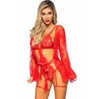 LEG AVENUE 86123 – Teddy- und Morgenmantel-Set, Rot