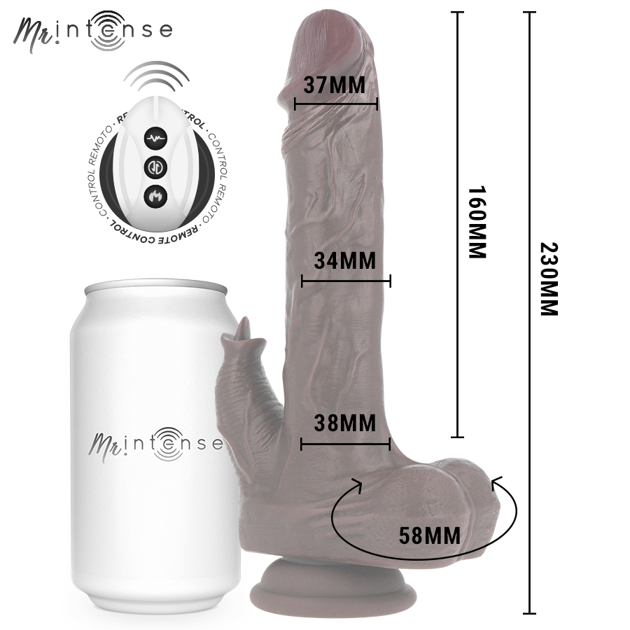 MR INTENSE Morgan – Realistischer Vibrator mit Auf- und Ab-Bewegung und Fernbedienung, 23 x 3,5 cm