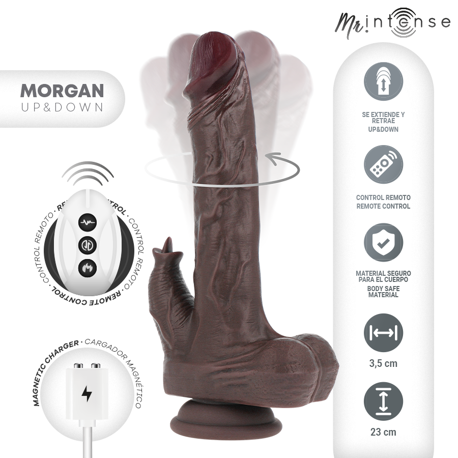 MR INTENSE Morgan – Realistischer Vibrator mit Auf- und Ab-Bewegung und Fernbedienung, 23 x 3,5 cm